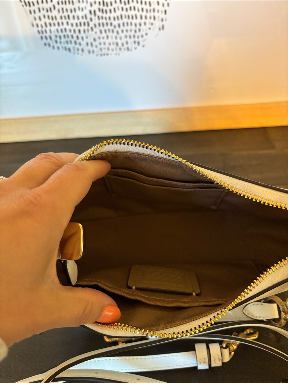 Coach white Signature Jacquard Mini Shoulder Bag with Gold Hardware - Picture 4 of 5